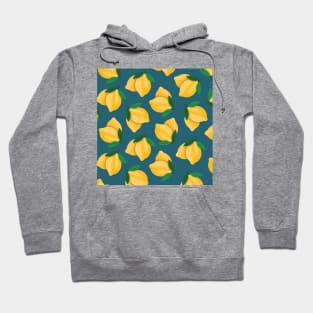 Lemon Pattern Blue Green Background Hoodie